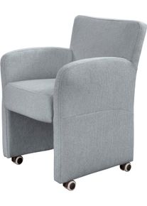 Sessel exxpo - SOFA FASHION "Cortado, Loungesessel auf Rollen, schmale Armlehnen, bequem", grau (dunkelgrau), B:66cm H:85cm, Webstoff fein (Zusammensetzung: 95% PES, 10 NY), Sessel, Sessel, hohe Bodenfreiheit, sch&ouml;ne Detailverarbeitung
