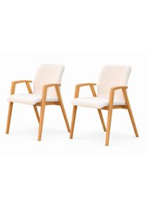Armlehnstuhl OTTO HOME "Loreen Esszimmerstuhl, Polsterstuhl, Designstuhl", beige (beige kairo 9440, eiche natur ge&ouml;lt), B:56cm H:86,5cm T:64cm, Massivholz, Sperrholz, St&uuml;hle, Armlehnstuhl, mit Massivgestell, hochwertig gearbeitet, Armlehnen, stilvoll, bequem