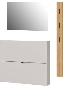 Garderoben-Set Germania "GW-Ameca", beige (kaschmir, navarra, eiche, nachbildung), B:130cm H:200cm T:18cm, Spanplatte, Kastenm&ouml;bel-Sets, Garderoben-Set, Garderoben-Set bestehend aus Schuhschrank, Spiegel & Garderobenpaneel