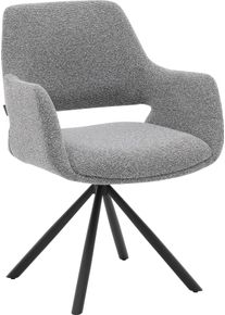 Esszimmerstuhl Musterring, grau, schwarz, grau, B:62cm H:83cm T:62cm, Eisen, Stoff, St&uuml;hle, Esszimmerstuhl, Gestell Eisen schwarz, 180 drehbar, R&uuml;ckholmechanik, SH 48 cm