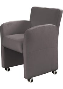 Sessel exxpo - SOFA FASHION "Cortado, Loungesessel auf Rollen, schmale Armlehnen, bequem", grau (mouse), B:66cm H:85cm, Samtvelours (Zusammensetzung: 100% PES), Sessel, Sessel, hohe Bodenfreiheit, sch&ouml;ne Detailverarbeitung