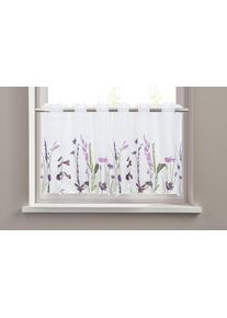 Scheibengardine OTTO HOME "Bille" Gr. 2, lila, B:120cm H:30cm, Voile, Polyester, Gardinen, Scheibengardine, transparent, mit einseitiger Stickerei, waschbar, Blumen