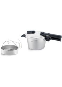 Schnellkochtopf Fissler "Vitaquick Premium Edelstahl Dampfkochtopf mit D&auml;mpfeinsatz", silberfarben, H:16,5cm L:39,5cm &Oslash;:18cm, T&ouml;pfe, Schnellkochtopf, Made in Germany, mit gelochtem Einsatz