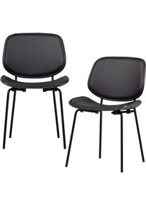 Esszimmerstuhl Woood "Close In mit Kunstleder-Bezug und Metallgestell B 49 x T 57 x H 80 cm", schwarz, B:49cm H:80cm T:57cm, Holzwerkstoff, Metall, St&uuml;hle, Esszimmerstuhl, Pulverbeschichtetes gestell, Tragkraft 150 kg, Lieferung im Zweierpack