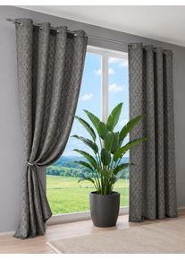 Vorhang Kutti "Pira", grau, B:135cm H:225cm, Polyester, Gardinen, Vorhang, schwerer Polyesterstoff, abdunkelnd