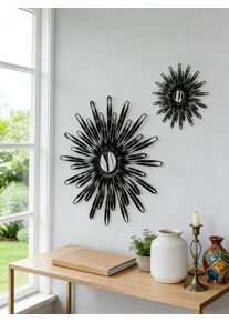 Wanddekoobjekt OTTO HOME "Sonne, goldfarben, im 2er Set: 35 und 46cm", schwarz, T:4cm &Oslash;:46cm, Metall, Wanddekoobjekte, Wanddekoobjekt, Wanddekoration aus Metall mit kleinem Spiegel in der Mitte