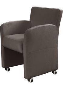 Sessel exxpo - SOFA FASHION "Cortado, Loungesessel auf Rollen, schmale Armlehnen, bequem", braun, B:66cm H:85cm, Samtvelour (Zusammensetzung: 100% PES), Sessel, Sessel, hohe Bodenfreiheit, sch&ouml;ne Detailverarbeitung