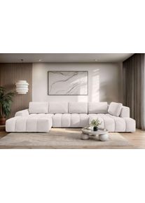 Wohnlandschaft OTTO HOME "AZITA U-Form, Breite 363 cm - OTTO. Verl&auml;ssliche Qualit&auml;t.", wei&szlig; (creme), B/H/T: 363cm x 87cm x 167cm, Struktur weich, Ottomane rechts, ohne Bettfunktion und Bettkasten, Sofas, Wohnlandschaft, wahlweise als Schlafsofa mit Bettkasten, Bubble-Optik