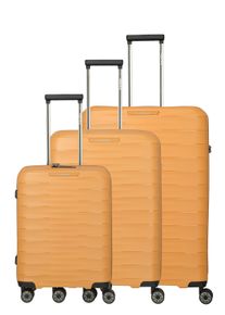 Trolleyset Travelite "MOOBY 3-teilig Reisekoffer Hartschale", Damen, curry, Polypropylen, Koffer-Sets Trolleyset, mit TSA-Schloss und recyceltem Polypropylen