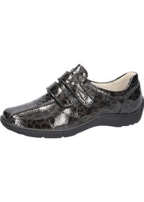 Waldl&auml;ufer Klettschuh WALDL&Auml;UFER "Henni", Damen, Gr. 7,5 (41), carbon, leo, Lackleder, Schuhe Klettschuh, Lackschuh, Komfortschuh, Leo-Optik, Bequemweite H (=sehr weit)