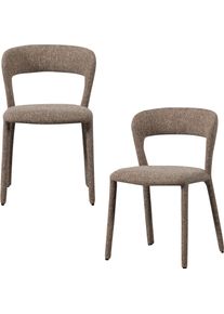 Esszimmerstuhl Woood "Noble mit vollgepolstertem Gestell, B 51 x T 56 x H 76 cm (2er-Set)", braun (sand, melange), B:51cm H:76cm T:56cm, Holzwerkstoff, St&uuml;hle, Esszimmerstuhl, Gewebtem Melange-Bezug, Hohe Verschlei&szlig;festigkeit, Tragkraft 120 kg