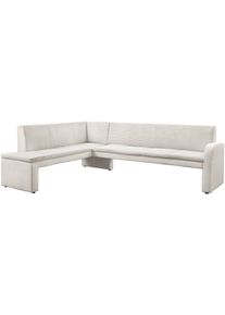 Eckbank exxpo - SOFA FASHION "Cortado, elegant und modern mit hohem Sitzkomfort", wei&szlig; (beige), B:265cm H:88cm T:196cm, Samtvelour (Zusammensetzung: 100% PES), Sitzb&auml;nke, Eckbank, hohe Bodenfreiheit, sch&ouml;ne Detailverarbeitung