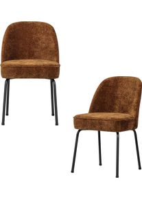 Esszimmerstuhl Woood "Vogue mit bezug und 3D-Muster, B 50 x T 57 x H 83 cm (2er-Set)", mittelbraun, schwarz, B:50cm H:83cm T:57cm, Holzwerkstoff, Metall, St&uuml;hle, Esszimmerstuhl, Chenille-Texturbezug mit Maximale Verschlei&szlig;festigkeit, Pfleiglicht