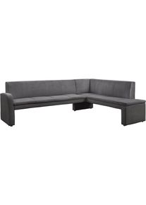 Eckbank exxpo - SOFA FASHION "Cortado, elegant und modern mit hohem Sitzkomfort", grau (antrazith), B:265cm H:88cm T:196cm, Samtvelour (Zusammensetzung: 100% PES), Sitzb&auml;nke, Eckbank, hohe Bodenfreiheit, sch&ouml;ne Detailverarbeitung