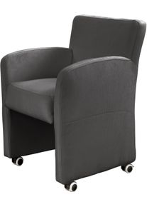 Sessel exxpo - SOFA FASHION "Cortado, Loungesessel auf Rollen, schmale Armlehnen, bequem", grau (antrazith), B:66cm H:85cm, Samtvelours (Zusammensetzung: 100% PES), Sessel, Sessel, hohe Bodenfreiheit, sch&ouml;ne Detailverarbeitung