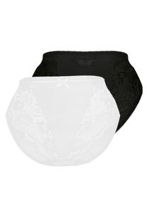 Sassa Mode Miederslip SASSA "Classic Lace", Damen, Gr. 48, Microfaser, schwarz-wei&szlig; (wei&szlig;, schwarz), Microfaser, Obermaterial: 85% Polyamid, 15% Elasthan, unifarben, k&ouml;rpernah, Unterhosen Miederslip, mit floraler Spitze, feminin, matt-glanz Effekt