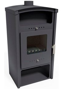 Kaminofen "Ulisse", Exklusiv, Lieferung bis ins Wohnzimmer", schwarz, Kamin&ouml;fen, Kaminofen, mit Holz- und Warmhaltefach, nur 80 Kg leicht