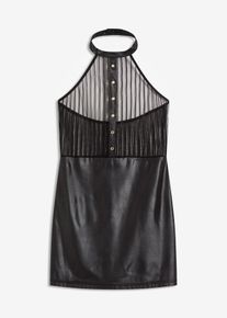 Kl&auml;nning med halterneck wetlook - svart - storlek 40/42 (M) - bonprix