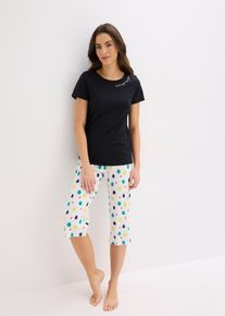 Capripyjamas av ren bomull - svart - storlek 36/38 (S) - bonprix
