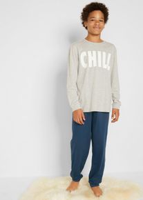Pyjamas med ekologisk bomull (2 delar) - gr&aring; - storlek 140/146 - bonprix