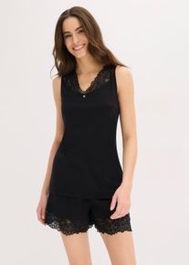 Pyjamas med shorts i mjuk viskosmix - svart - storlek 52/54 (XXL) - bonprix