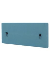 Akustik-Tischtrennwand HWC-G75, B&uuml;ro-Sichtschutz Schreibtisch Pinnwand, doppelwandig Stoff/Textil ~ 60x140cm t&uuml;rkis