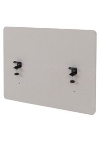 Akustik-Tischtrennwand HWC-G75, B&uuml;ro-Sichtschutz Schreibtisch Pinnwand, doppelwandig Stoff/Textil ~ 60x75cm beige