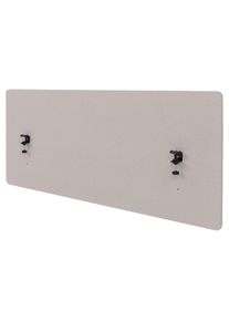 Akustik-Tischtrennwand HWC-G75, B&uuml;ro-Sichtschutz Schreibtisch Pinnwand, doppelwandig Stoff/Textil ~ 60x140cm beige