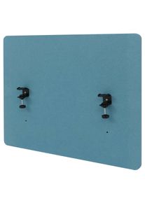 Akustik-Tischtrennwand HWC-G75, B&uuml;ro-Sichtschutz Schreibtisch Pinnwand, doppelwandig Stoff/Textil ~ 60x75cm t&uuml;rkis