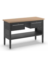 Werkbank BLACKLINE, met 2 enkele laden, bladbreedte 1524 mm