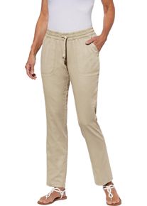 Damen Schlupfjeans mit gesmoktem Bund sand Gr&ouml;&szlig;e 56