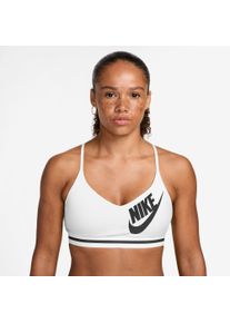 Sport-BH Nike "W NK INDY LS LOGO BRA", Damen, Gr. L, N-Gr, wei&szlig; (wei&szlig;, wei&szlig;,), Obermaterial: 79% Polyester, 21% Elasthan, BHs Sport-BH, mit hohem Elasthananteil, aus Polyester und Elasthan