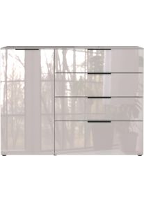 Sideboard Germania "Oakland", braun (kaschmir), B:134cm H:102cm T:42cm, Glas, Holzwerkstoff, Sicherheitsglas ESG, Sideboards, Sideboard, in 2 Breiten, Fronten und Oberboden mit Glasauflage
