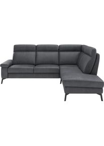 Ecksofa Home Affaire "Nalani, optionaler Sitzauszug, Breite: 252 cm", fango, B:252cm H:104cm T:215cm, 100% Leder, Sofas, Ecksofa, Komfortabler Federkernsitz, gro&szlig;z&uuml;gige Ecke, klappbare Armlehne