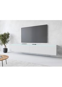 Lowboard Home Affaire "Vera, wahlweise mit oder ohne Beleuchtung", wei&szlig;, B:180cm H:30cm T:33cm, Sideboards, Lowboard, gefr&auml;ste MDF Front mit 3D Effekt, stehend und h&auml;ngend montierbar