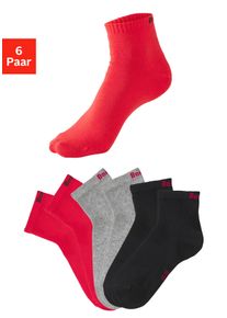Kurzsocken Bench. "f&uuml;r Damen und Herren in Baumwollmischung, f&uuml;r Sport und Freizeit", Damen, Gr. 43-46, rot (2x schwarz, 2x grau meliert, 2x rot), Baumwollmischung, unifarben, elastisch, Socken Kurzsocken, mit klassischem Logoschriftzug, ohne Frottee