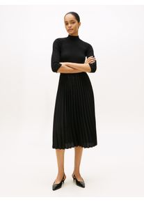 Midikleid Tommy Hilfiger "SLIM 5X2 RIB MIX MIDI DRS", Damen, Gr. XS (34), N-Gr, schwarz, Web, Obermaterial: 95% Viskose, 5% Elasthan, unifarben, figurbetont wadenlang, Kleider Midikleid, Kunstfaser, slim fit, figurbetont, in gerippter Struktur