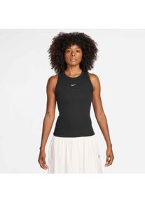 Tanktop Nike Sportswear "W NSW RIB TIGHT TANK", Damen, Gr. L, schwarz (schwarz, wei&szlig;), Obermaterial: 94% Baumwolle, 6% Elasthan, normal, Rundhals, Tops Tanktop, mit Rundhalsausschnitt, ohne Verschluss, aus Baumwolle und Elasthan