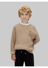 Strickpullover Calvin Klein Jeans, Jungen, Gr. 8 (128), beige (cornstalk), Strick, Obermaterial: 100% Baumwolle, unifarben, normal, Rundhals, Raglan&auml;rmel B&uuml;ndchen, Pullover Strickpullover, Raglan&auml;rmel, Regular Fit, reine Baumwolle