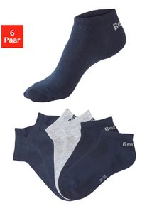 Sneakersocken Bench. "f&uuml;r Damen und Herren in Baumwollmischung, f&uuml;r Sport und Freizeit", Damen, Gr. 39-42, blau (2x marine, 2x hellgrau meliert, 2x dunkeljeans), Baumwollmischung, elastisch, Socken Sneakersocken, mit klassischem Logoschriftzug, ohne Frottee