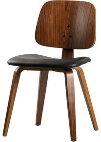 Esszimmerstuhl Woood "Classic mit Kunstleder-Bezug, B 48 x T 50 x H 81 cm", schwarz, walnuss, walnuss, B:48cm H:81cm T:50cm, Holzwerkstoff, St&uuml;hle, Esszimmerstuhl, Walnussfurnier-Gestell, Tragkraft 130 kg, Pfleiglicht
