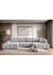Wohnlandschaft OTTO HOME "AZITA U-Form, Breite 363 cm - OTTO. Verl&auml;ssliche Qualit&auml;t.", grau, B:363cm H:87cm T:167cm, 100% Polyester, Sofas, Wohnlandschaft, wahlweise als Schlafsofa mit Bettkasten, Bubble-Optik