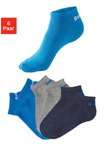 Sneakersocken Bench. "f&uuml;r Damen und Herren in Baumwollmischung, f&uuml;r Sport und Freizeit", Damen, Gr. 43-46, blau (2x marine, 2x grau meliert, 2x royalblau), Socken Sneakersocken, mit klassischem Logoschriftzug, ohne Frottee