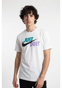 T-Shirt Nike Sportswear "M NSW TEE JUST DO IT SWOOSH", Herren, Gr. L, wei&szlig;, spirit, Jersey, Obermaterial: 100% Baumwolle, normal, Rundhals, Shirts T-Shirt, mit Logodruck auf der Brust, Kurzarm-Design, aus Jersey-Material