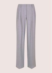 Madeleine Mode Stoffhose MADELEINE "Bundfaltenhose Fischgrathose mit weitem Schnitt", Damen, Gr. 42, N + K Gr, wei&szlig; (steingrau, wollwei&szlig;), Obermaterial: 64% Polyester PES. 34% Viskose CV. 2% Elasthan EL., Modern, schmal, Hosen Stoffhose, Dezente Struktur