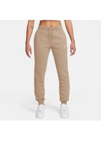 Sporthose Nike Sportswear "W NSW PHNX FLC MR PANT STD", Damen, Gr. L, N-Gr, beige (linen, sail), Obermaterial: 80% Baumwolle, 20% Polyester, Hosen Sporthose, mit angerautem Fleece, mittelschweres Material, schmale Passform