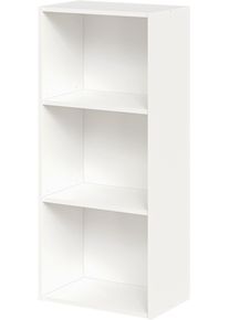 B&uuml;cherregal FMD "Bitz", wei&szlig; perl, B:44,4cm H:101,6cm T:28cm, Holzwerkstoff, Regale, B&uuml;cherregal, offene F&auml;cher, variable Einlegeb&ouml;den, beliebig erweiterbar
