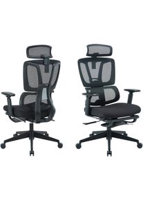 B&uuml;rostuhl OTTO HOME "ZELLINA", schwarz (wei&szlig;, neutral), B:73cm T:73cm, Metall, Nylon, St&uuml;hle, B&uuml;rostuhl, mit Lordosenst&uuml;tze, atmungsaktiver Sitz, ausziehbares Fussteil