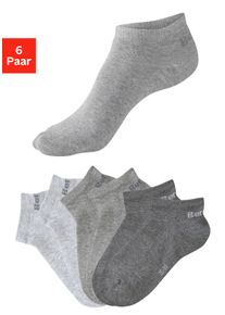 Sneakersocken Bench. "f&uuml;r Damen und Herren in Baumwollmischung, f&uuml;r Sport und Freizeit", Damen, Gr. 43-46, grau (2x dunkelgrau meliert, 2x hellgrau meliert, 2x grau meliert), Socken Sneakersocken, mit klassischem Logoschriftzug, ohne Frottee