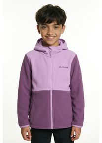 Kapuzenfleecejacke Vaude "Kids Pulex Hooded Jacket II", Kinder, Gr. 134/140, lila (magenta), Fleece, Obermaterial: 100% Polyester, normal, hoch geschlossener Ausschnitt, eingesetzt elastischer Bund, Jacken Kapuzenfleecejacke, mit Kapuze, atmungsaktives Material, mit Eingrifftaschen